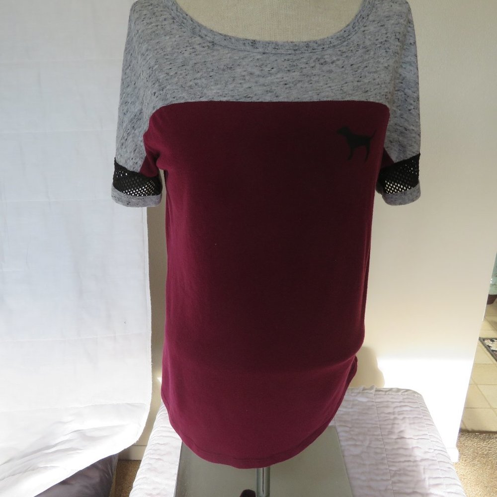 PINK  WINE N GRAY   TEE SHIRT